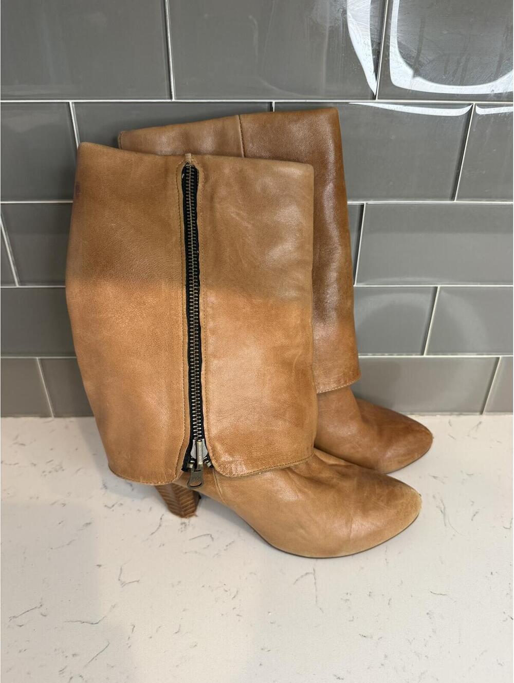 Miz Mooz “Gayle” Convertible Leather Boots Size 7 Cognac